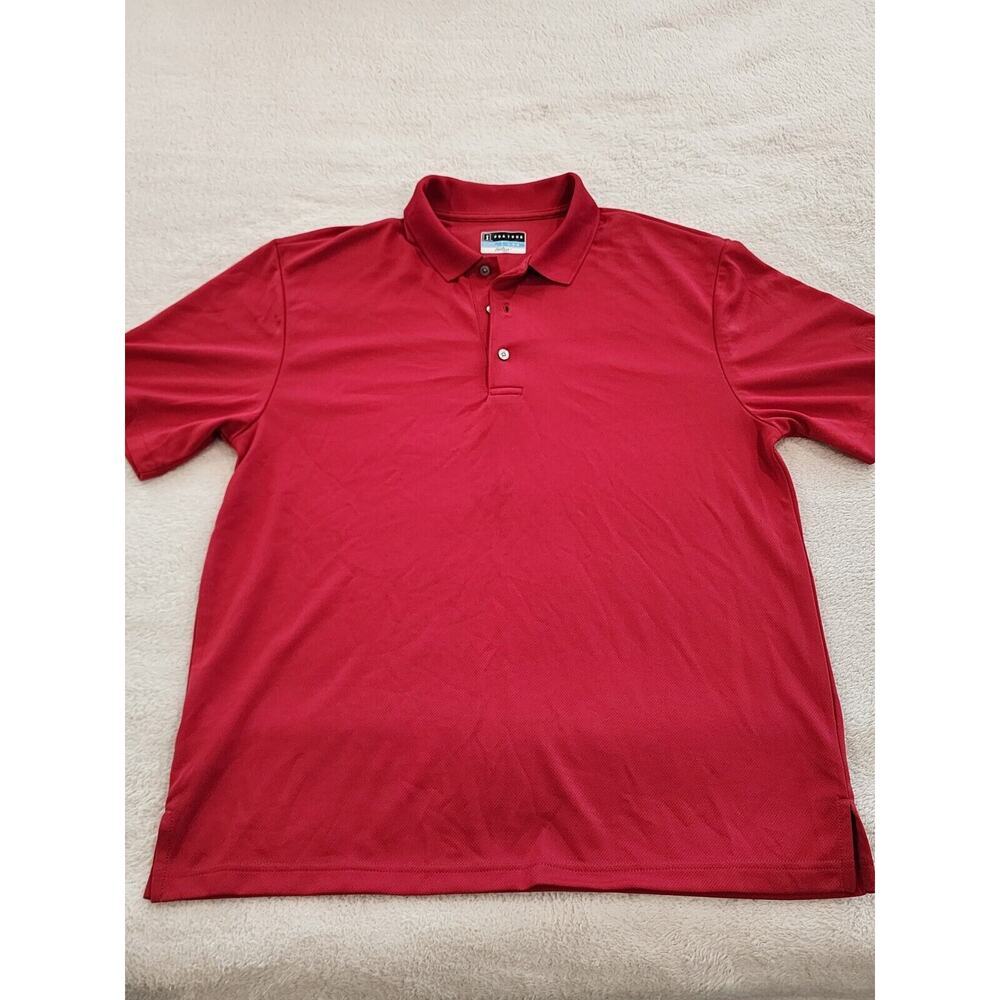 PGA Tour Airflux Mens Size Large Polo Golf Shirt Red Polyester Short Sleeve 3248